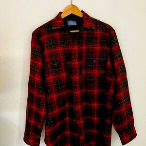 vintage pendleton wool button down shirt size 15 1/2